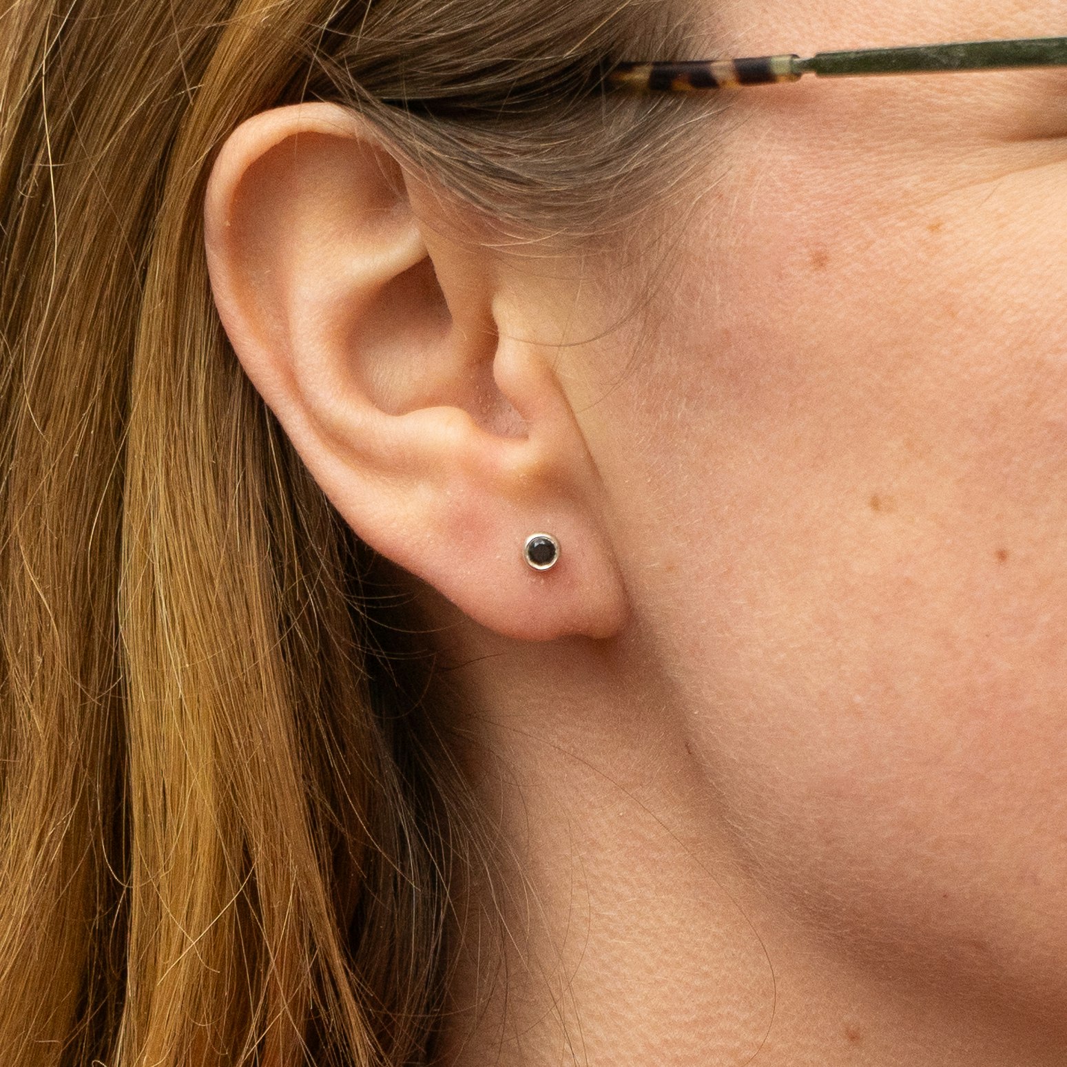 Black Diamoind Comfort Small Earrings Recycled Sterling Silver