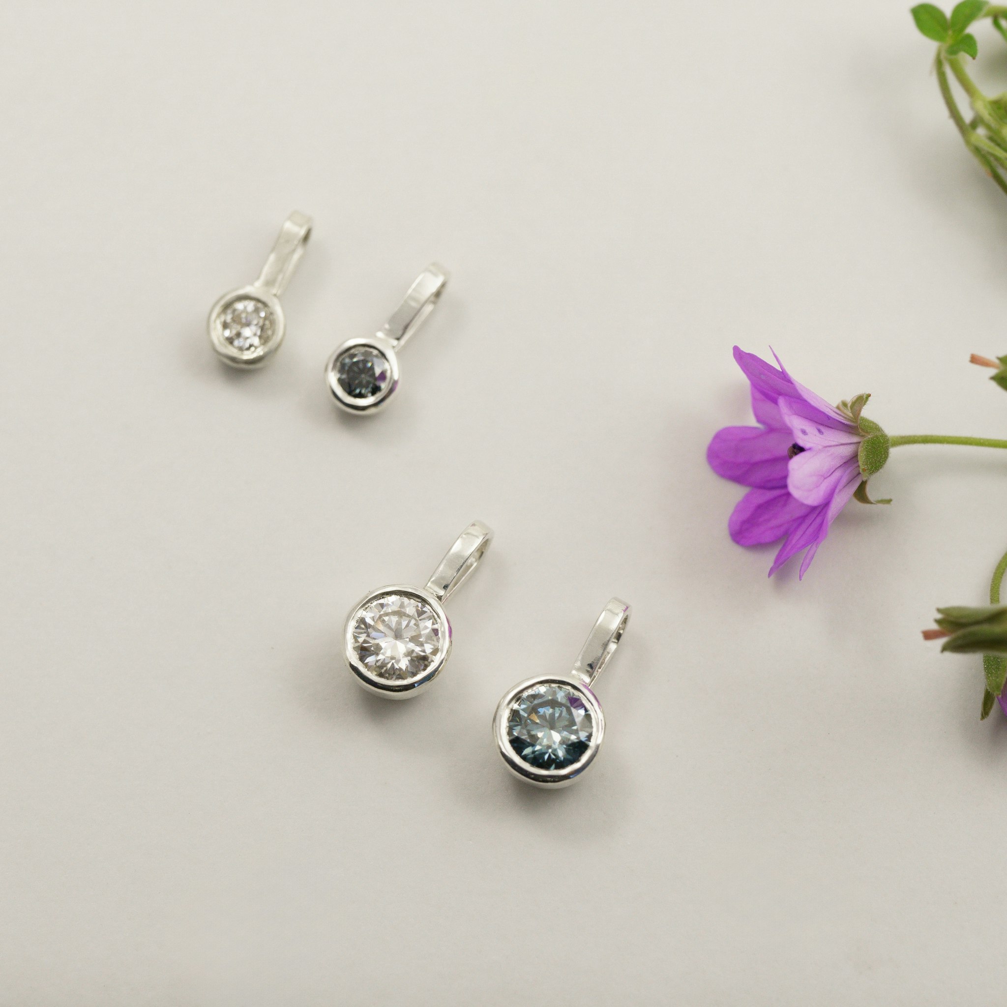 Moissanite Pendant - Necklace Recycled Sterling Silver