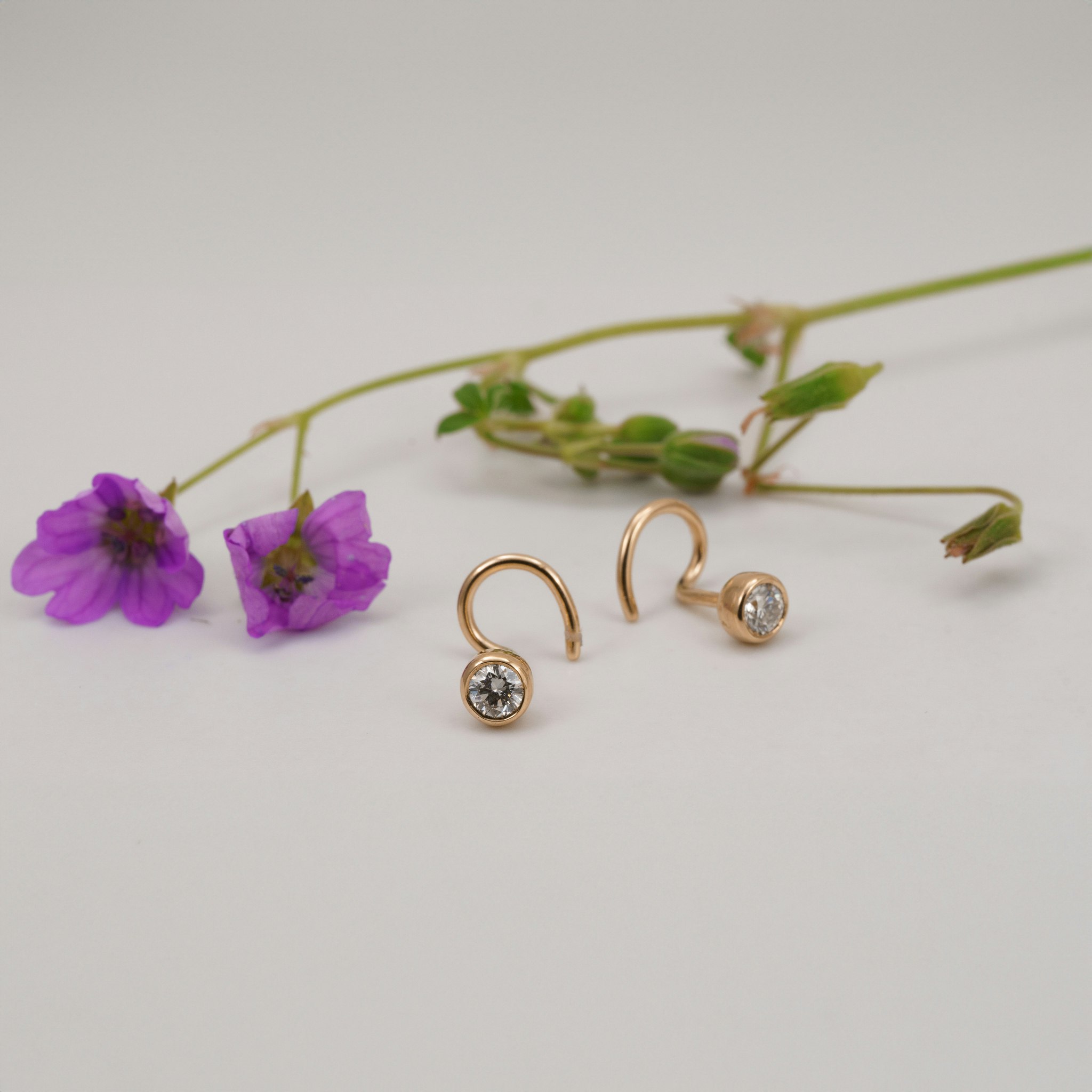 18K Diamond Comfort Small Earrings Recycled Gold