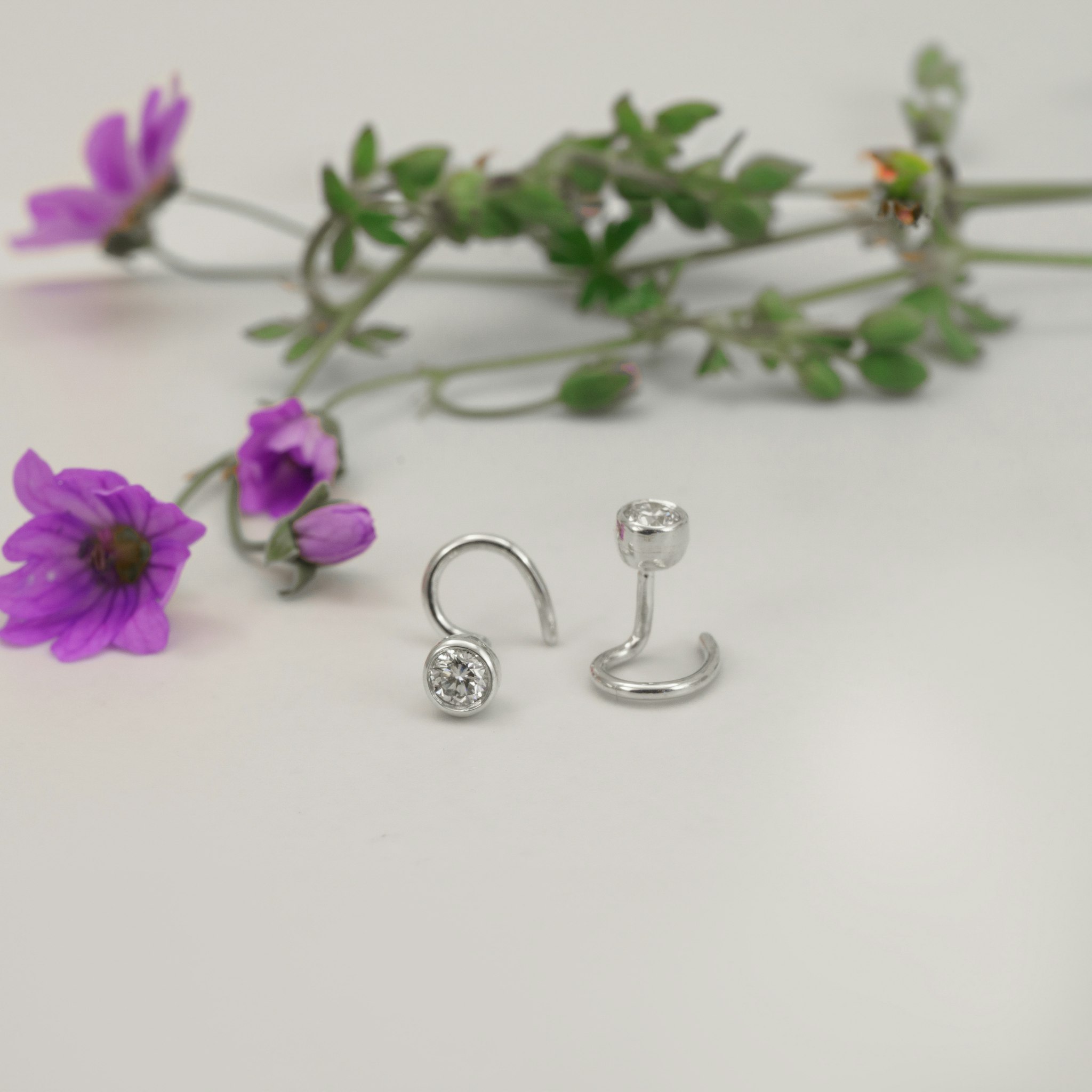 Diamond Comfort Small Earrings Recycled Sterling Silver