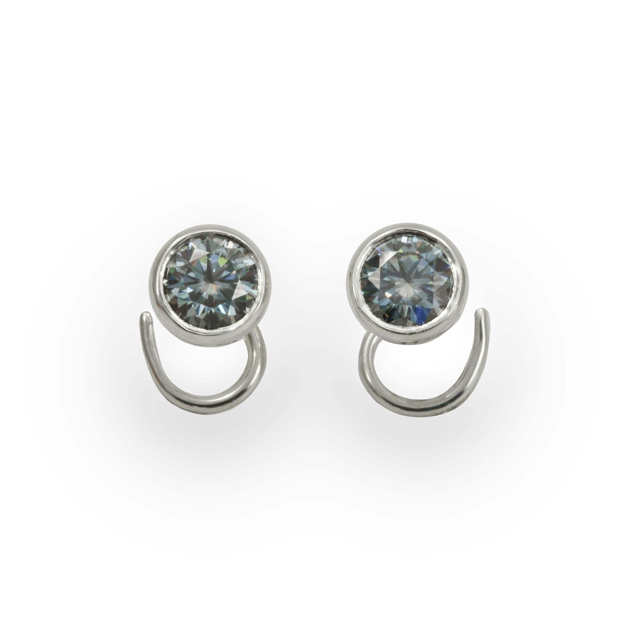 Moissanite Grey Comfort Large Earrings Recycled Sterling Silver