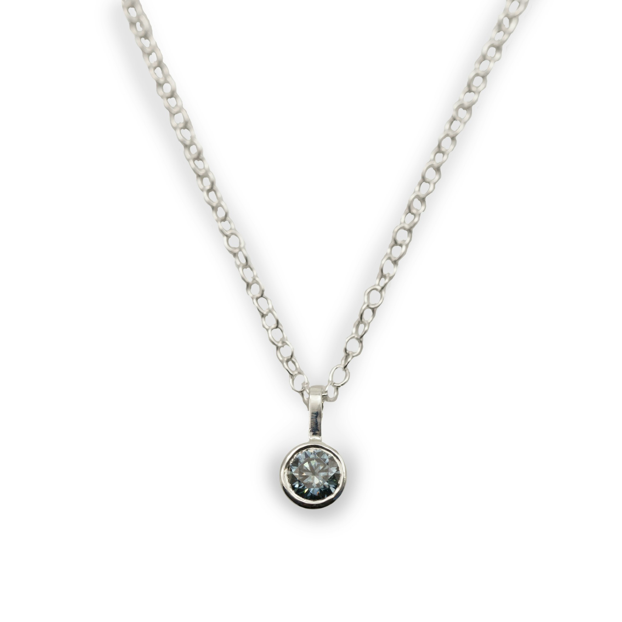 Moissanite Gray Pendant - Necklace Recycled Sterling Silver