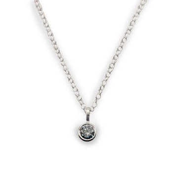 Moissanite Gray Pendant - Necklace Recycled Sterling Silver