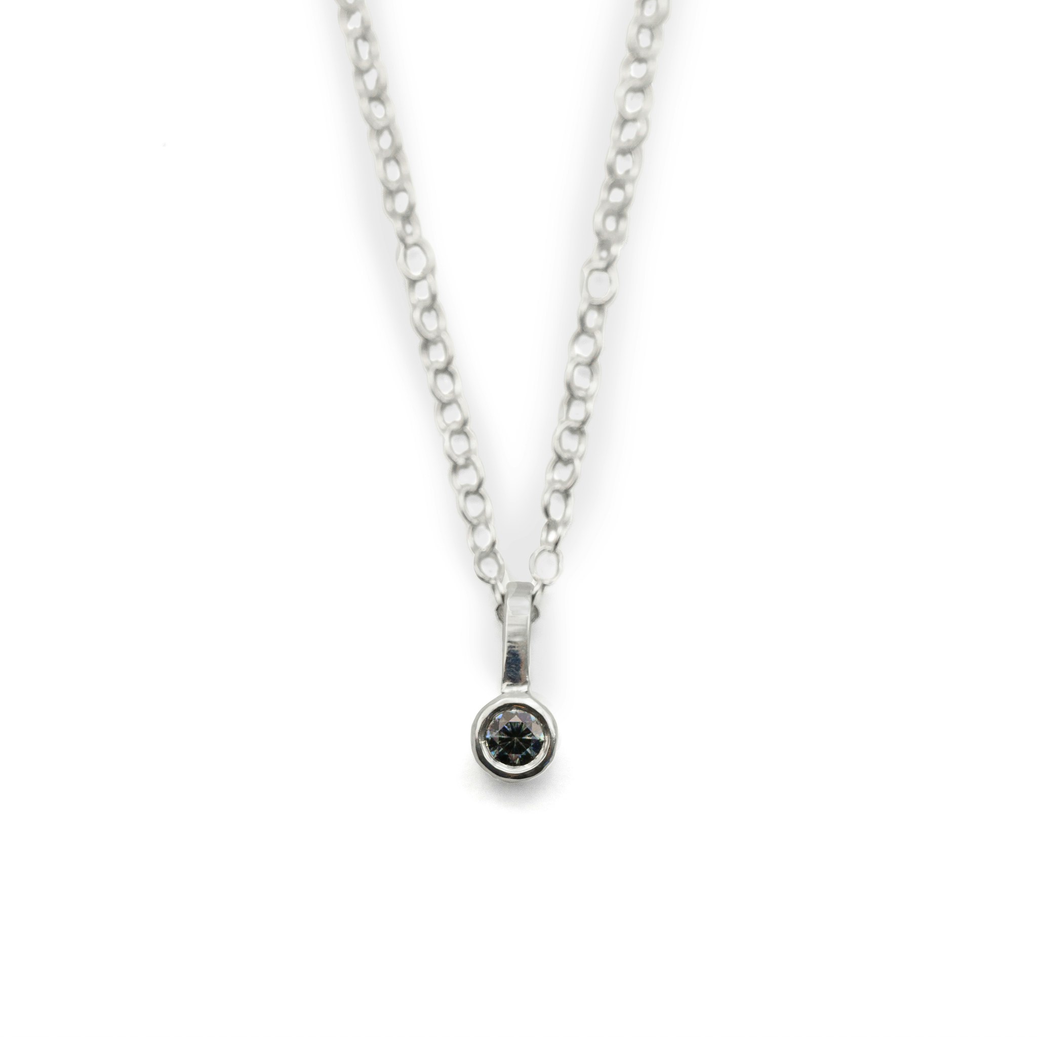 Moissanite Gray Pendant - Necklace Recycled Sterling Silver