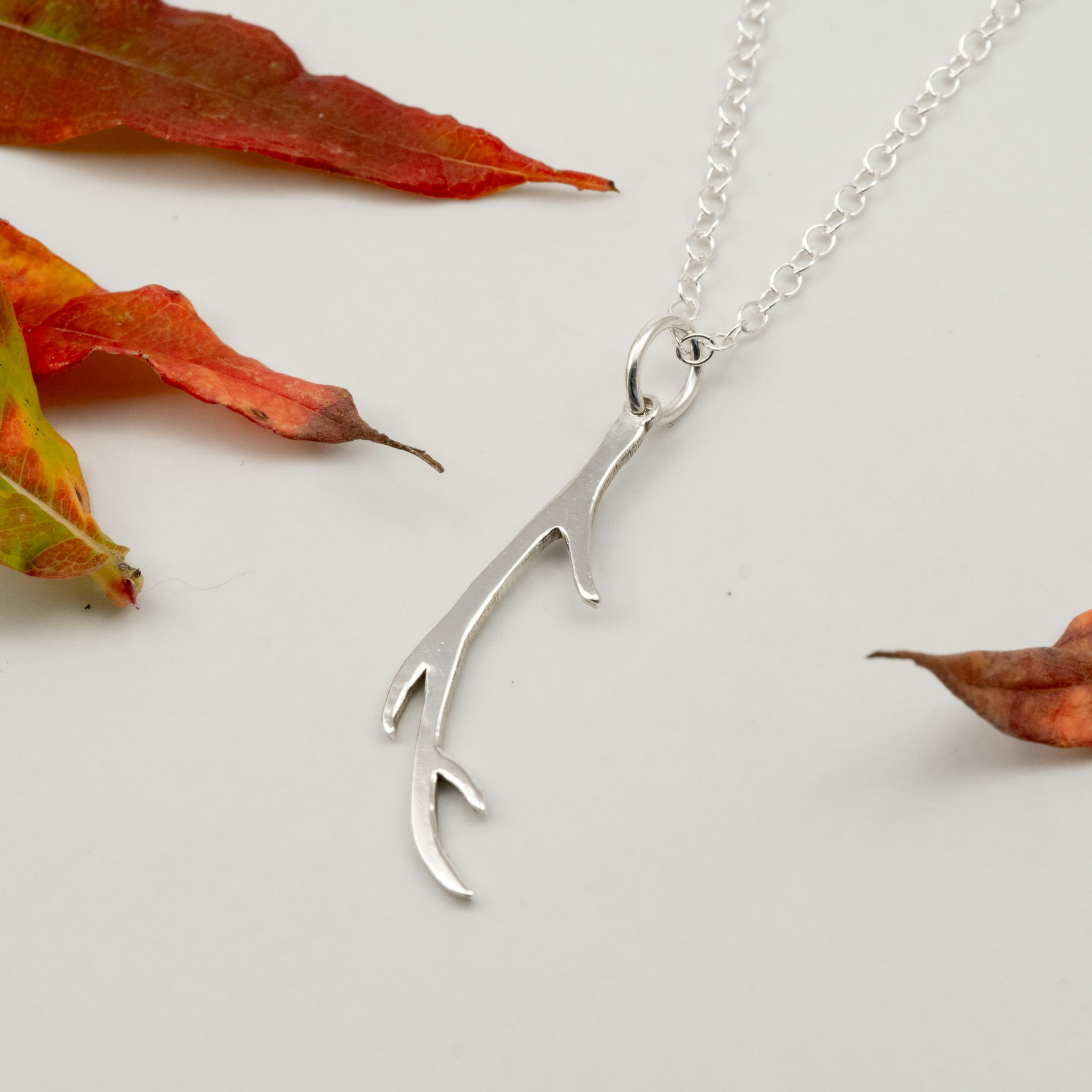 Antler – Long Necklace Recycled Sterling Silver