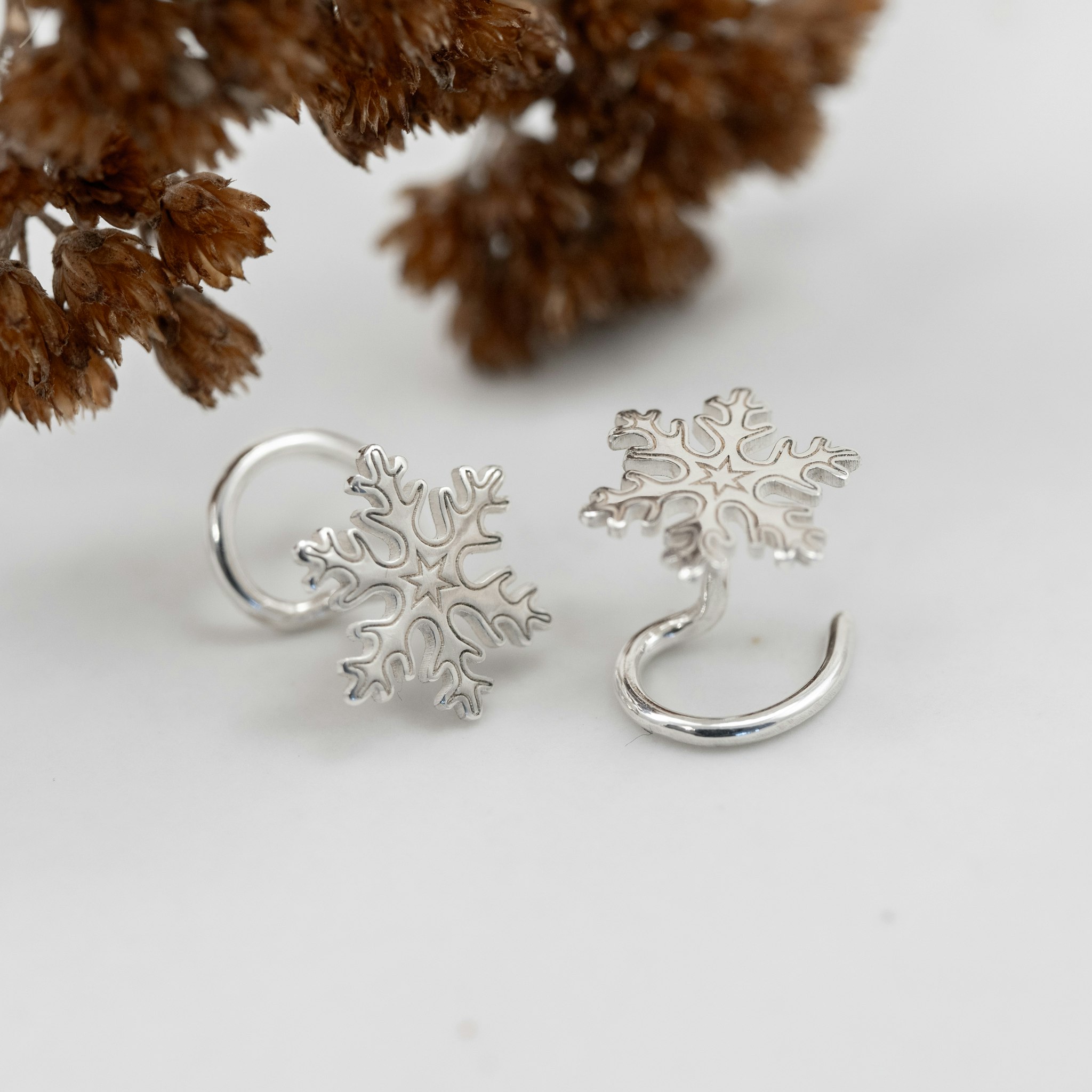 Snowflake Comfort - Earrings Recycled Sterling Silver