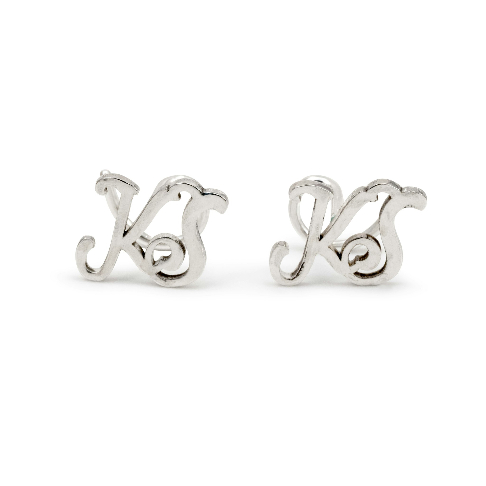 Cursive Comfort - Two Letter Earrings Recycled Sterling Silver