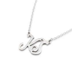 Cursive Two Letters - Initial Necklace Recycled Sterling Silver
