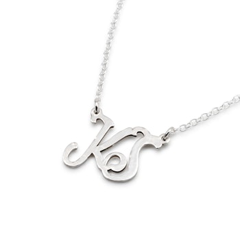 Cursive Two Letters - Initial Necklace Recycled Sterling Silver