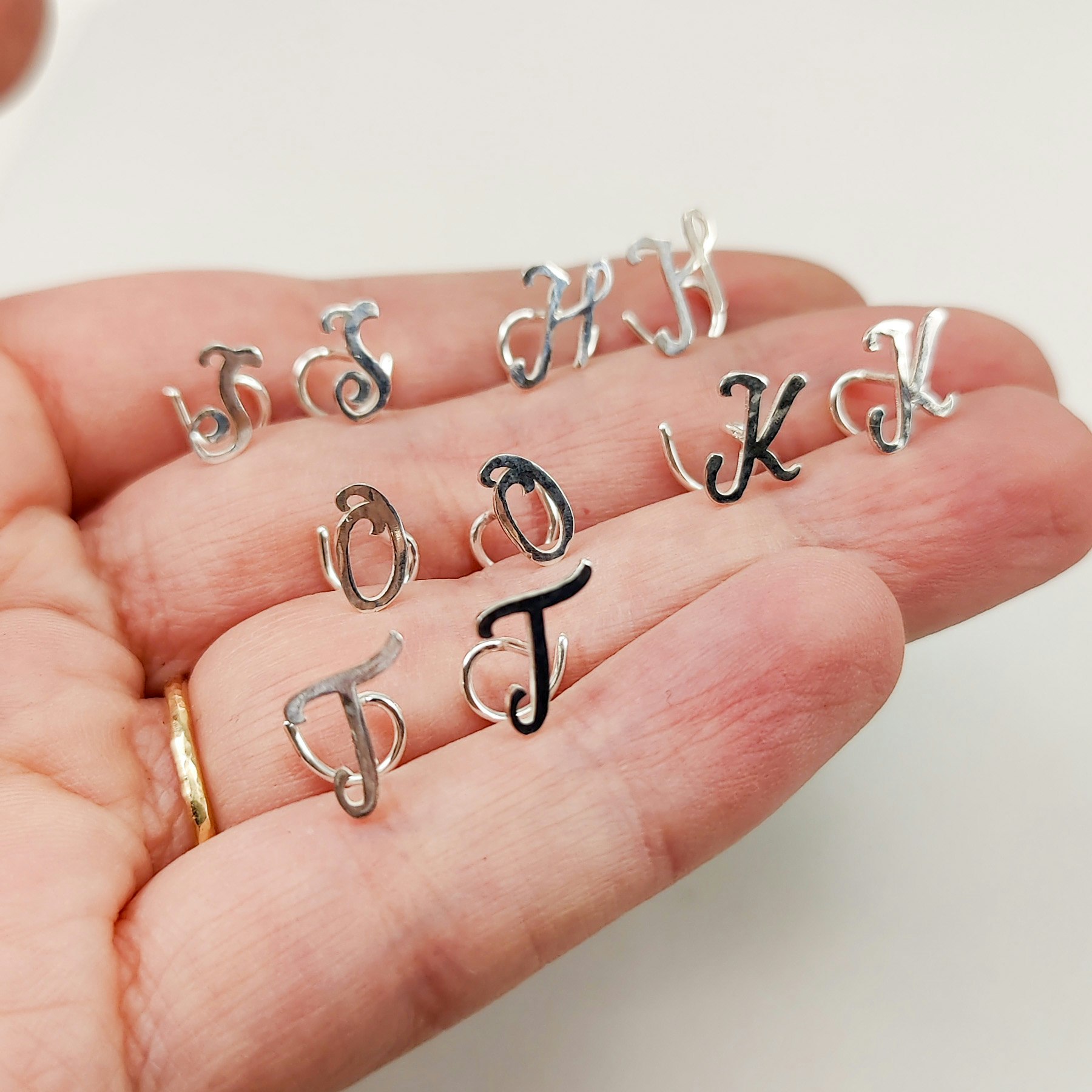 Cursive Comfort -Initial Earrings Recycled Sterling Silver