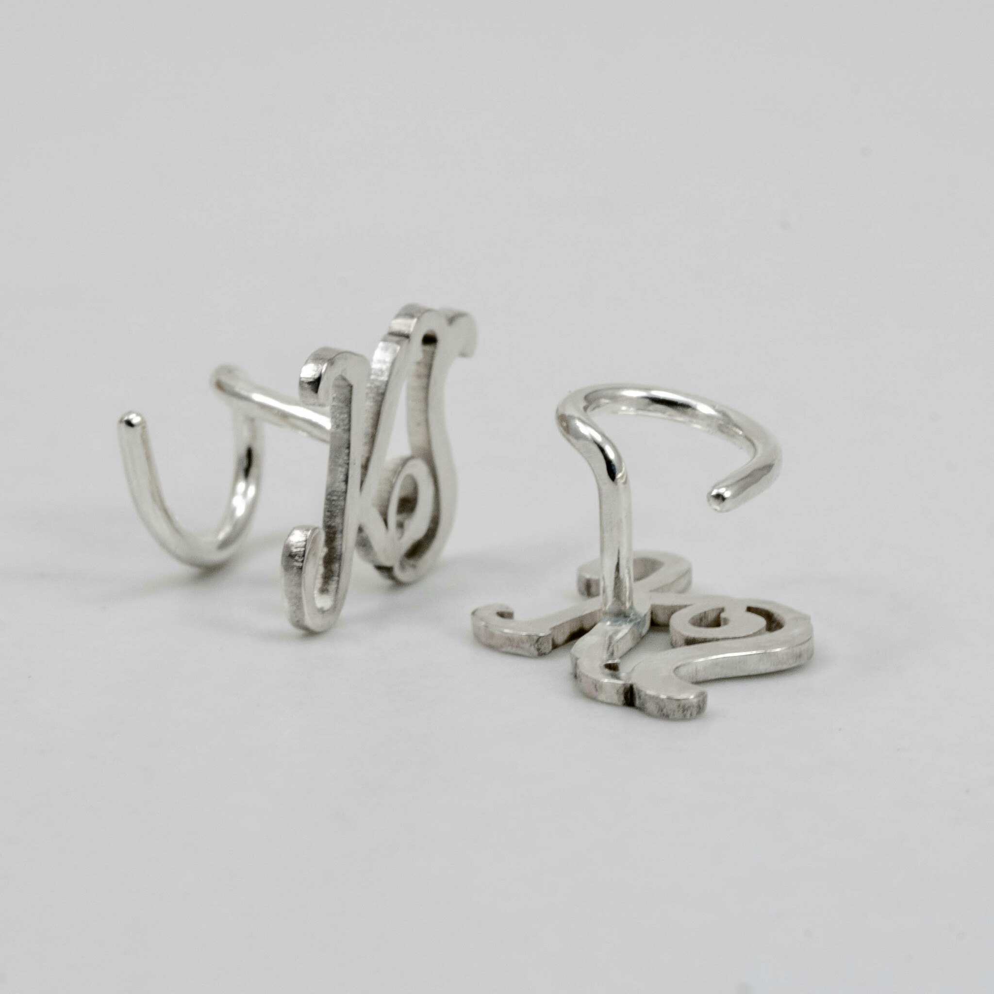 Cursive Comfort - Two Letter Earrings Recycled Sterling Silver
