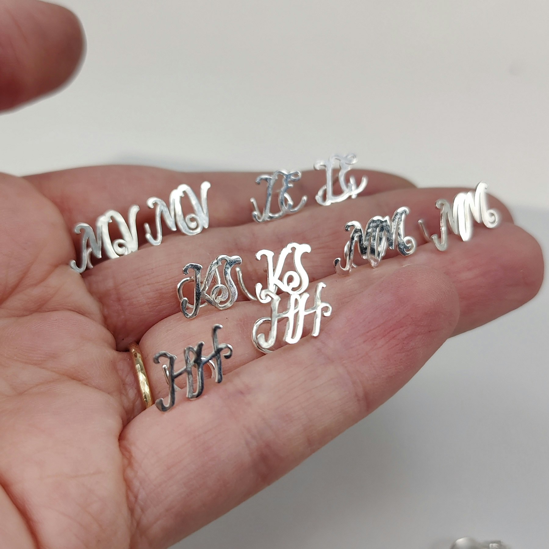 Cursive Comfort - Two Letter Earrings Recycled Sterling Silver