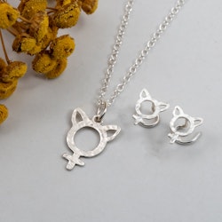 Cat Lady Bundle - Earrings & Necklace Recycled Silver