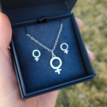 Venus Set - Oorbellen en ketting in gerecycled zilver