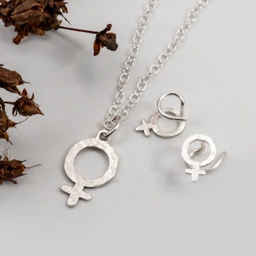 Venus Set - Oorbellen en ketting in gerecycled zilver