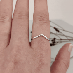 Chevron Ring Hammered Recycled Sterling Silver