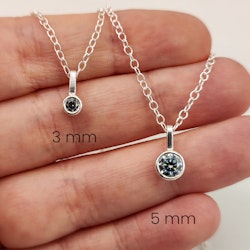 Moissanite Gray Pendant - Necklace Recycled Sterling Silver