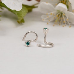 Lab-grownd Emerald Comfort Earrings Recycled Silver