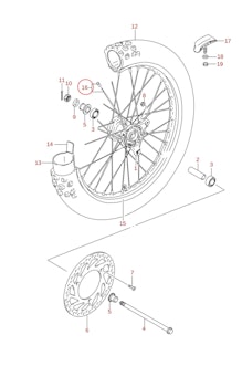 16: Ekersats framhjul  RM85 19-tum