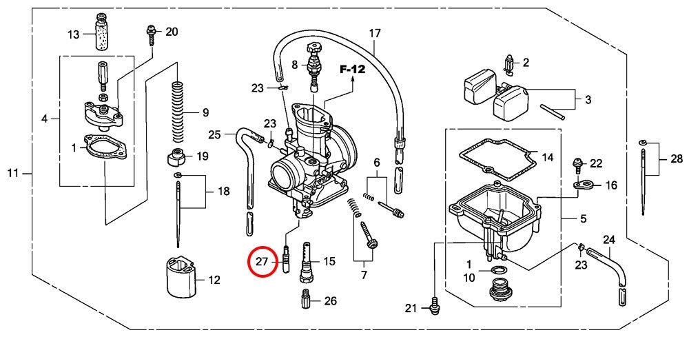 27: Pilot jet lågfartsmunstycke Honda CR85