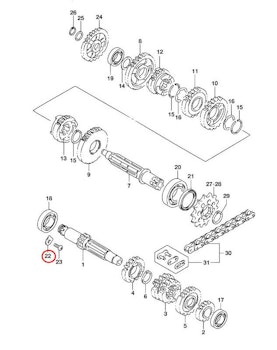 22: Suzuki RM85 bricka transmission