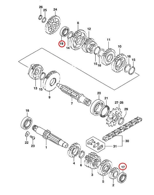 Lager växellåda Suzuki RM85 081236202B