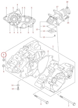 8: Suzuki RM85 mutter vevhus