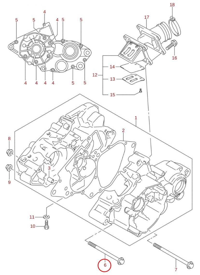 6: Suzuki RM85 bult vevhus