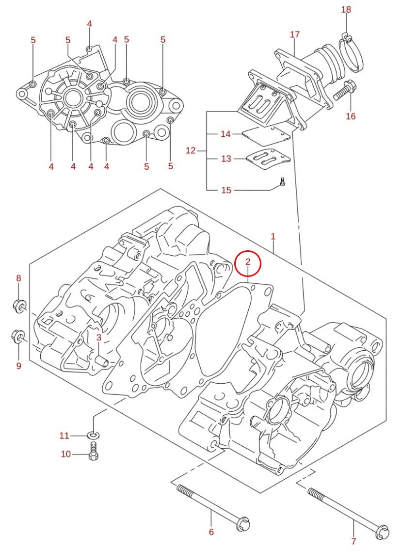 2: Suzuki RM85 packning vevhus