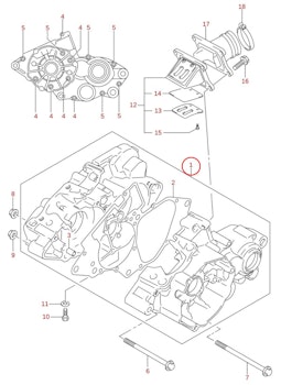 1: Suzuki RM85 vevhus (höger & vänster)