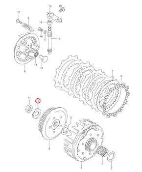 12: Suzuki RM85 låsbricka koppling