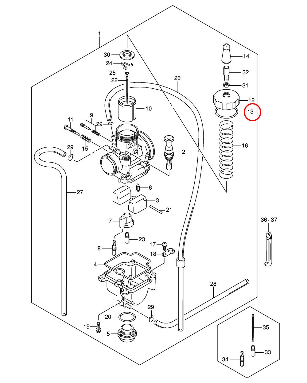 13: Suzuki RM85 packning trottellock