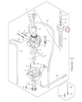 13: Suzuki RM85 packning trottellock