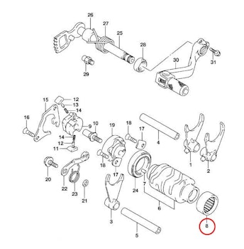 8: Suzuki RM85 nållager växeltrumma