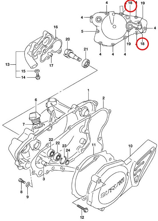 18: Suzuki RM85 bult vattenpump 16: bult Insug