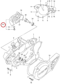 13: Suzuki RM85 kåpa vattenpump