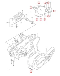 4 & 12: Suzuki bult kopplingskåpa