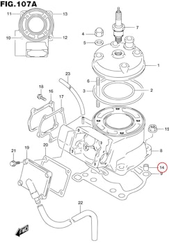 14: Suzuki RM85 styrning cylinderfot