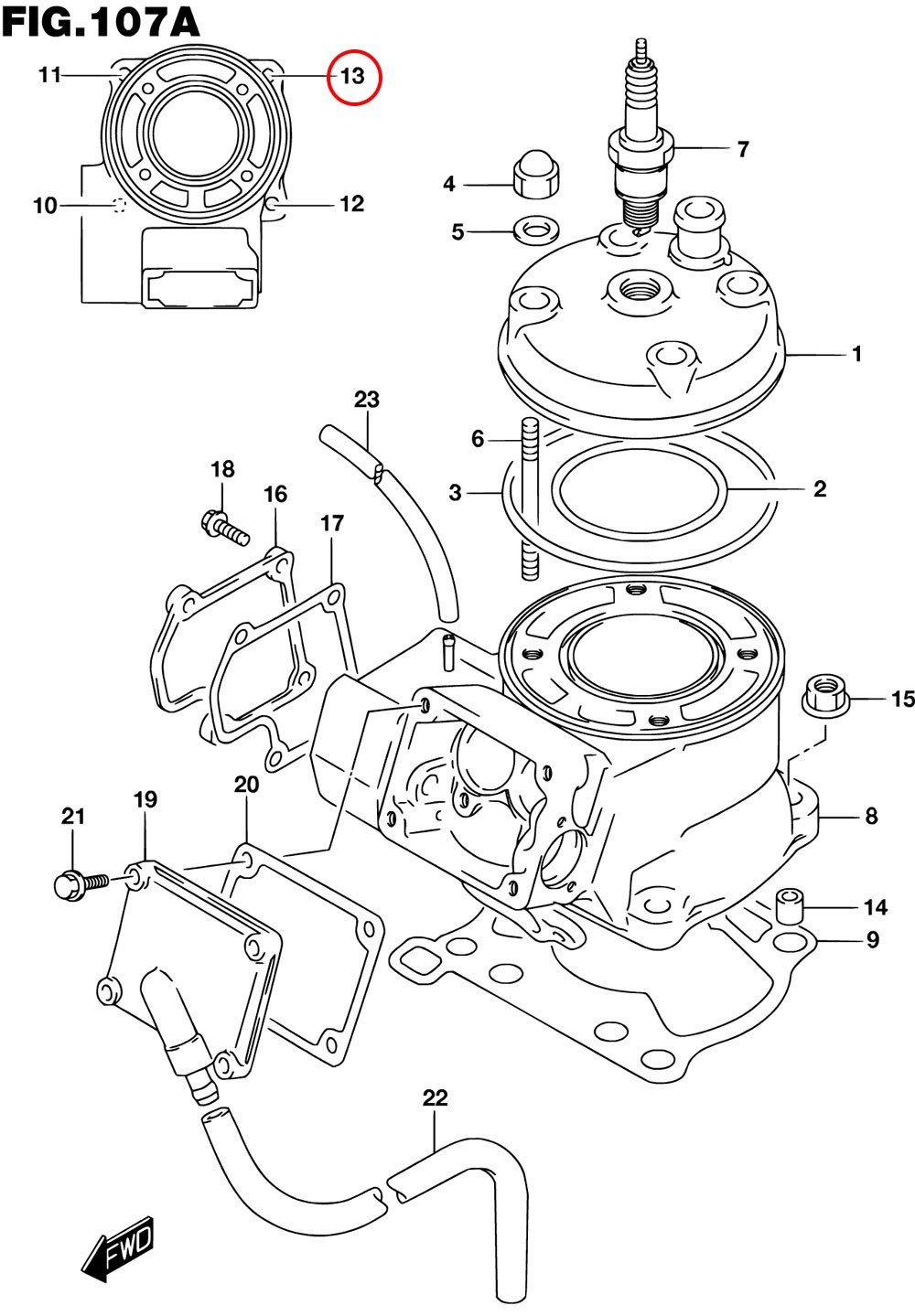 13: Suzuki RM85 pinnbult cylinder