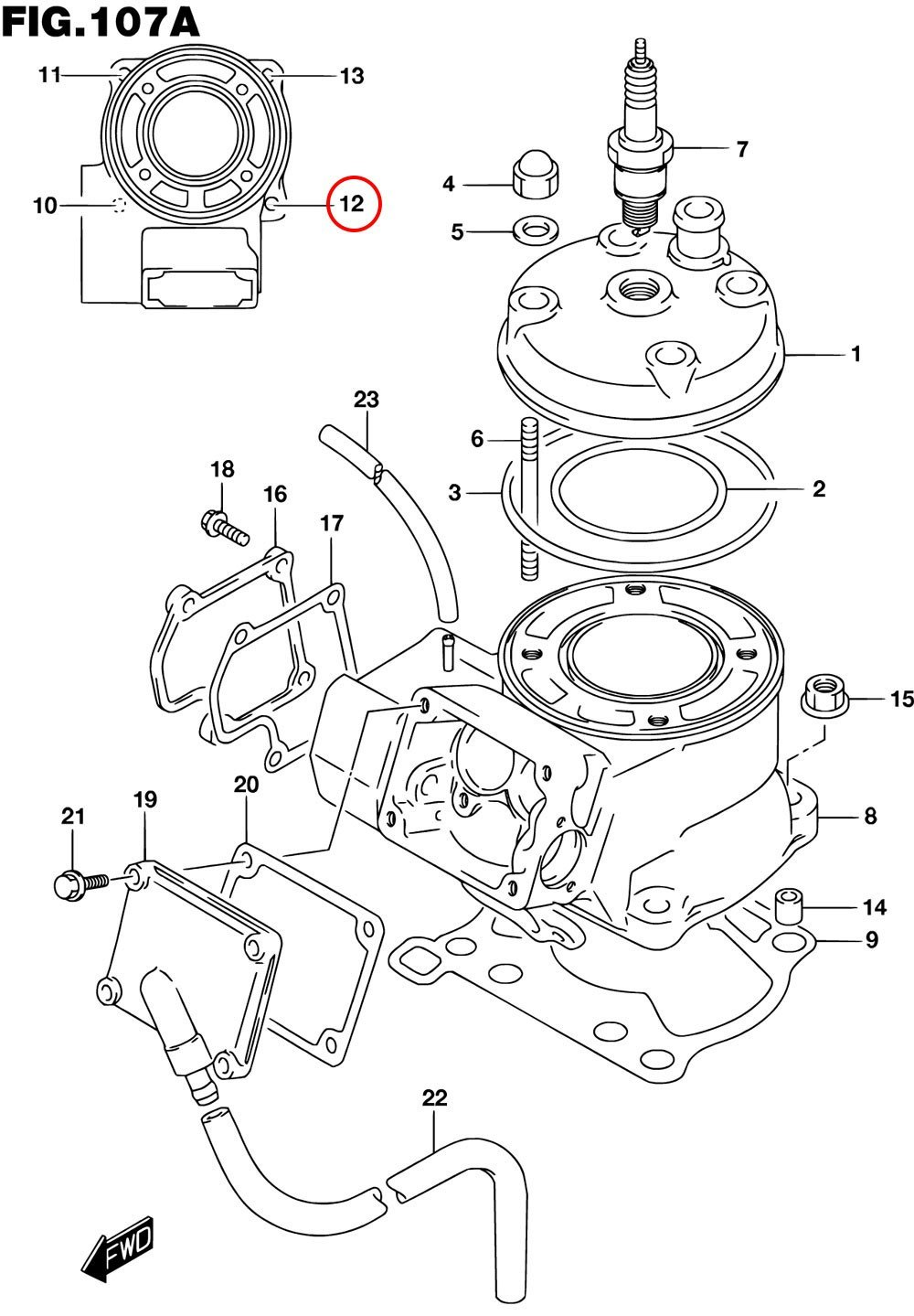 12: Suzuki RM85 pinnbult cylinder