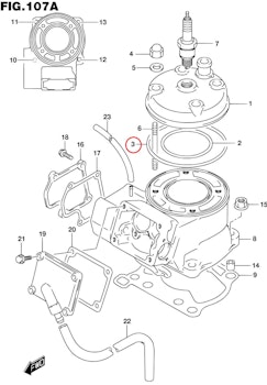 3: Suzuki RM85 o-ring topplock (yttre)