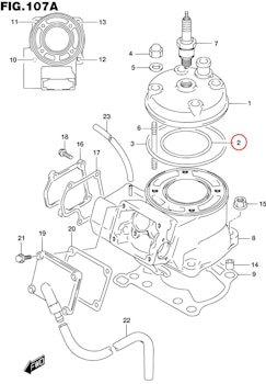 2: Suzuki RM85 o-ring topplock (inre)