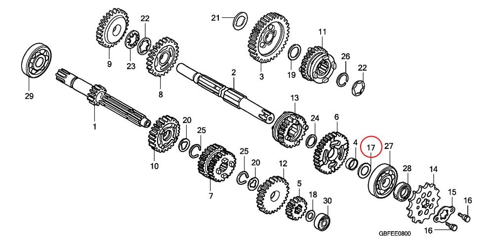 17: Honda CR85 bricka transmission