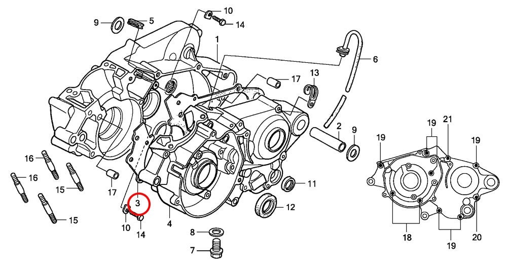 3: Packning vevhus Honda CR85