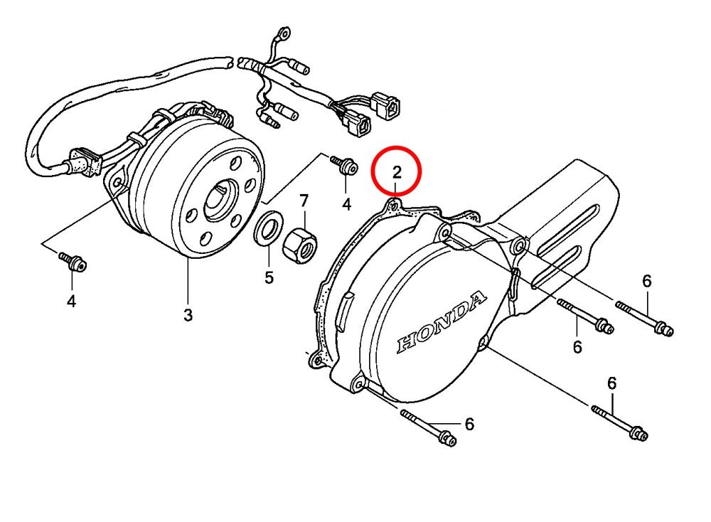 2: Packning tändningskåpa kedjeskydd Honda CR85