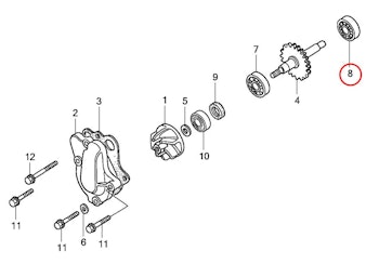 8: Inre lager vattenpump Honda CR85