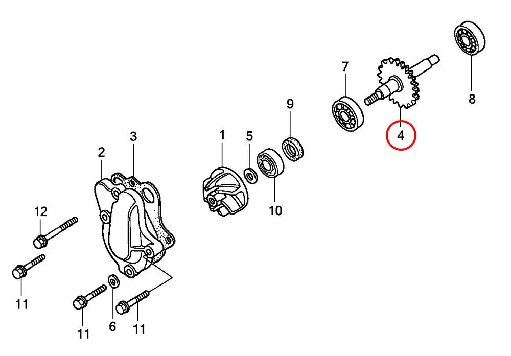 4: Drivaxel vattenpump Honda CR85