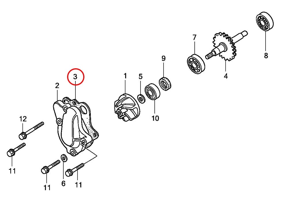 3: Packning kåpa vattenpump Honda CR85