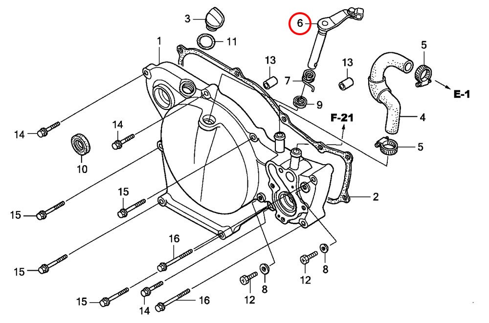 6: Kopplingsarm Honda CR85