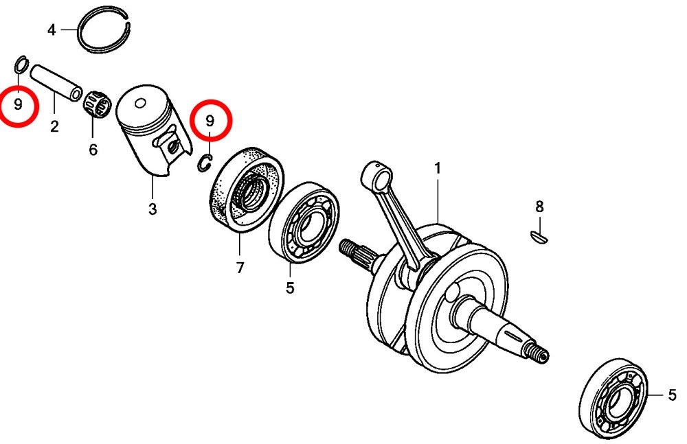 Kolvbultsclips Honda CR85. Clips kolvbult